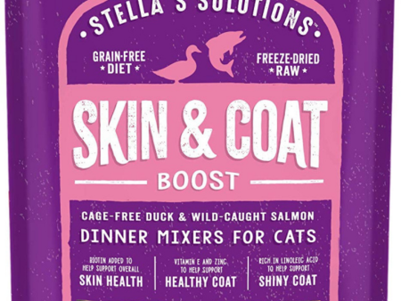 Stella & Chewy s Solutions Skin & Coat Boost Cage Free Duck & Wild Caught Salmon Cat Food Dinner Mixers Sale