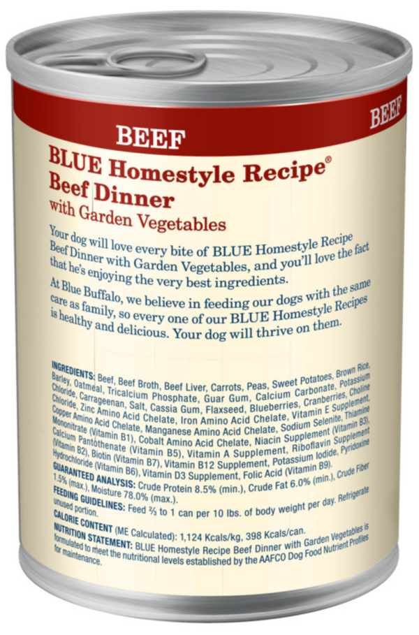 Blue Buffalo Homestyle Recipe Adult Beef Dinner with Garden Vegetables Canned Dog Food Sale