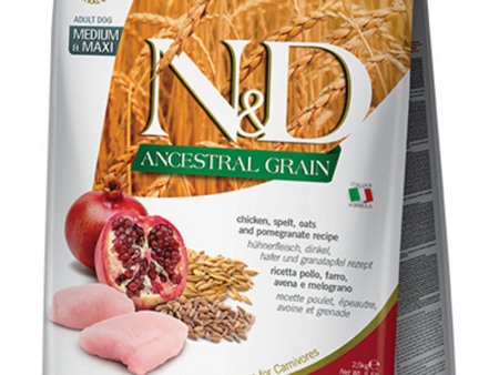 Farmina N&D Natural & Delicious Ancestral Grain Chicken & Pomegranate Medium & Maxi Adult Light Dry Dog Food Online now