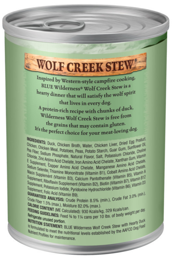 Blue Buffalo Wilderness Wolf Creek Stew Grain-Free Hearty Duck Stew Adult Canned Dog Food Hot on Sale