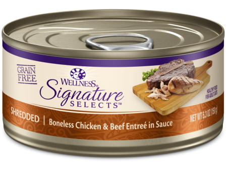 Wellness CORE Signature Selects Grain Free Canned Cat Food, Shredded Chicken & Beef Entree in Sauce For Sale