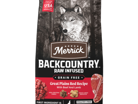 Merrick Backcountry Grain Free Dry Adult Dog Food Kibble With Freeze Dried Raw Pieces, Great Plains Red Recipe Hot on Sale