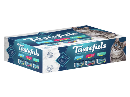 Blue Buffalo Tastefuls Adult Natural Flaked Variety Pack with Tuna, Chicken, and Fish & Shrimp Entrees in Gravy Wet Cat Food For Discount