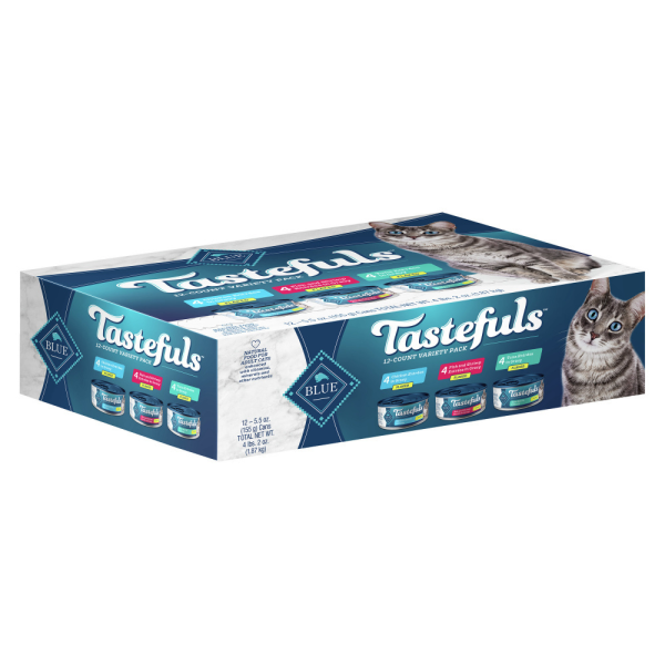 Blue Buffalo Tastefuls Adult Natural Flaked Variety Pack with Tuna, Chicken, and Fish & Shrimp Entrees in Gravy Wet Cat Food For Discount