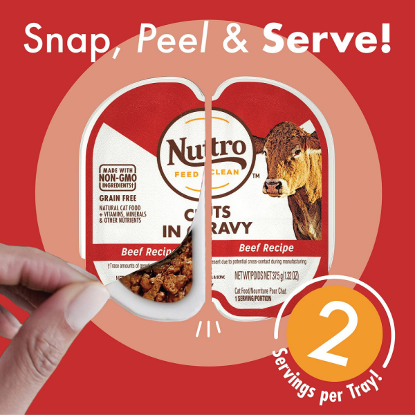 Nutro Perfect Portions Grain Free Cuts In Gravy Real Beef Recipe Wet Cat Food Trays Cheap