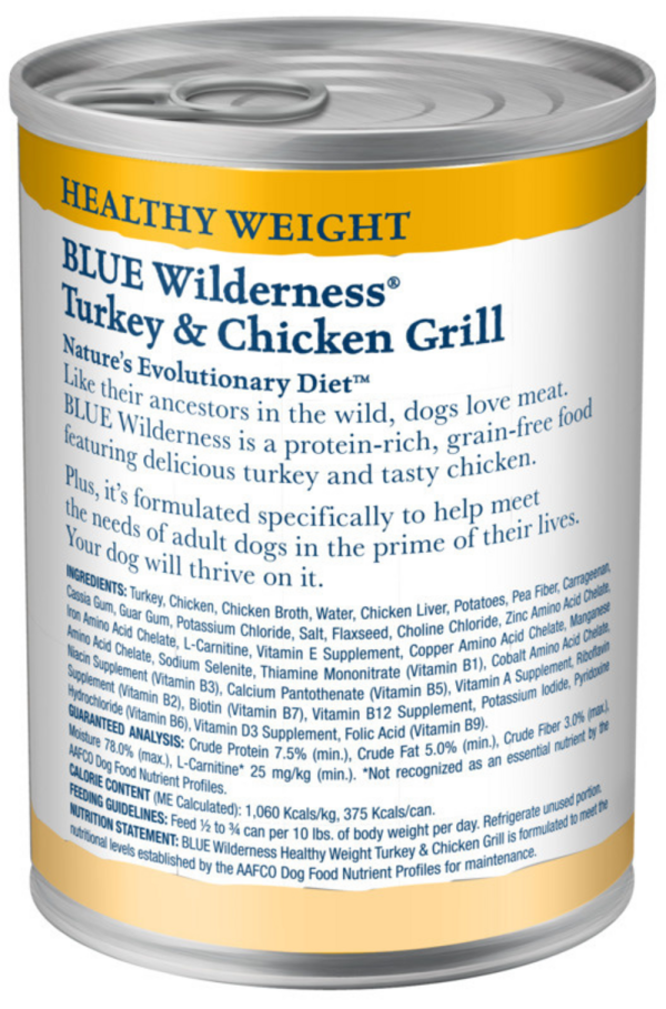 Blue Buffalo Wilderness Healthy Weight High-Protein Grain-Free Turkey & Chicken Grill Adult Canned Dog Food Fashion