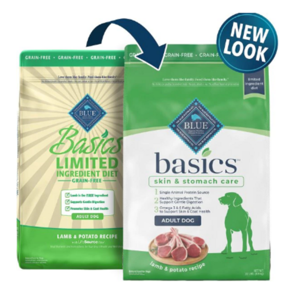 Blue Buffalo Basics Adult Skin & Stomach Care Grain-Free Lamb & Potato Recipe Dry Dog Food Online now