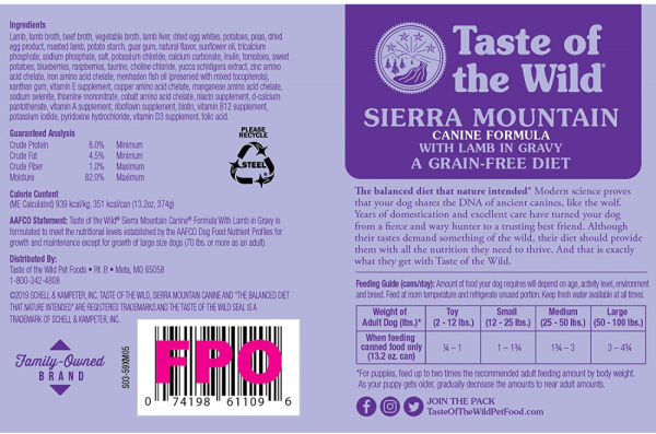 Taste Of The Wild Sierra Mountain Canine Canned Dog Food Hot on Sale