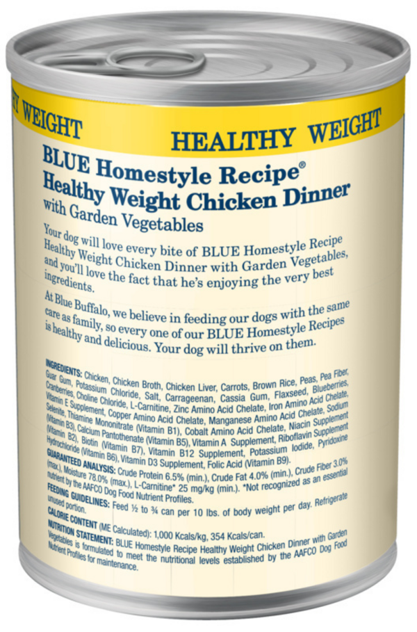 Blue Buffalo Homestyle Recipe Adult Healthy Weight Chicken Dinner with Garden Vegetables Canned Dog Food For Discount