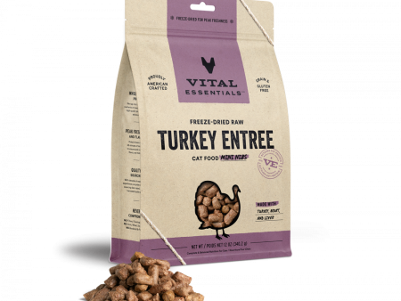 Vital Essentials Grain Free Turkey Mini Nibs Freeze Dried Raw Food for Cats Hot on Sale