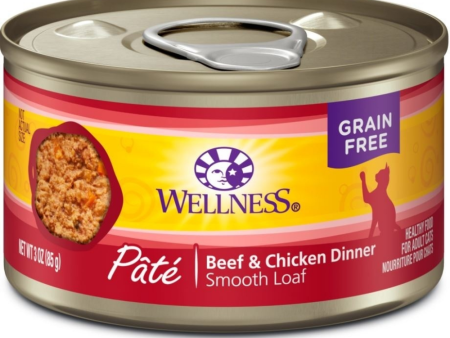 Wellness Complete Health Natural Grain Free Beef and Chicken Pate Wet Canned Cat Food Online now