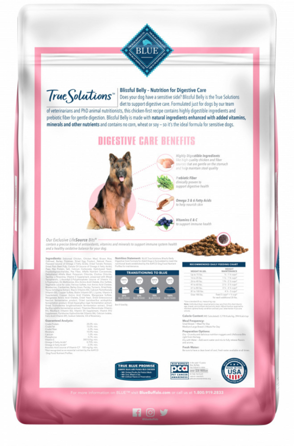 Blue Buffalo True Solutions Blissful Belly Digestive Care Formula Chicken Recipe Adult Dry Dog Food Online now