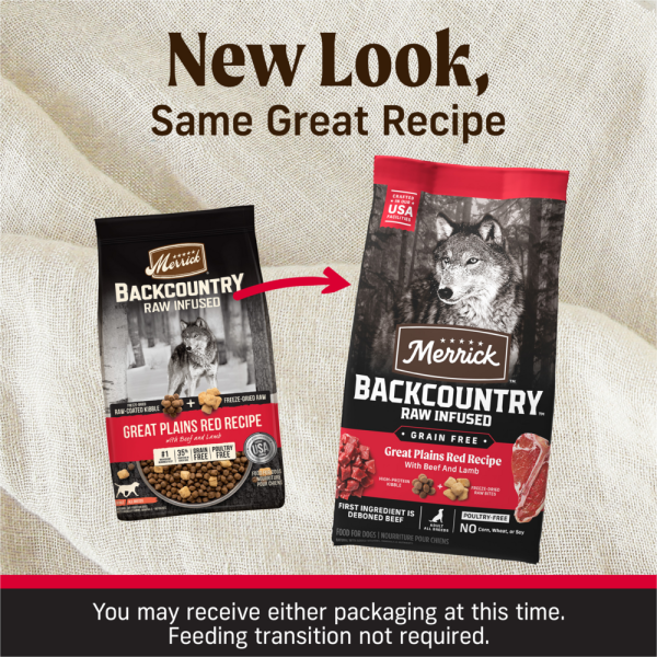 Merrick Backcountry Grain Free Dry Adult Dog Food Kibble With Freeze Dried Raw Pieces, Great Plains Red Recipe Hot on Sale