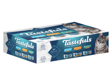 Blue Buffalo Tastefuls Adult Natural Pate Variety Pack with Chicken, Turkey & Chicken, and Ocean Fish & Tuna Entrees Wet Cat Food Hot on Sale