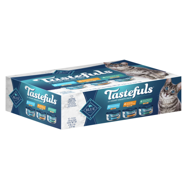 Blue Buffalo Tastefuls Adult Natural Pate Variety Pack with Chicken, Turkey & Chicken, and Ocean Fish & Tuna Entrees Wet Cat Food Hot on Sale