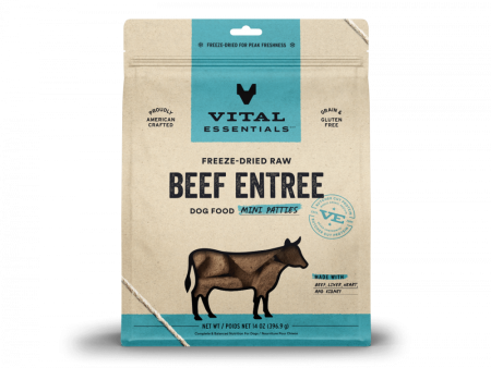 Vital Essentials Freeze Dried Beef Grain Free Mini Patties Entree for Dogs Food Online now