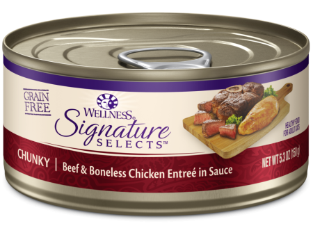 Wellness CORE Signature Selects Natural Grain Free Wet Canned Cat Food, Chunky Beef & Chicken Cheap