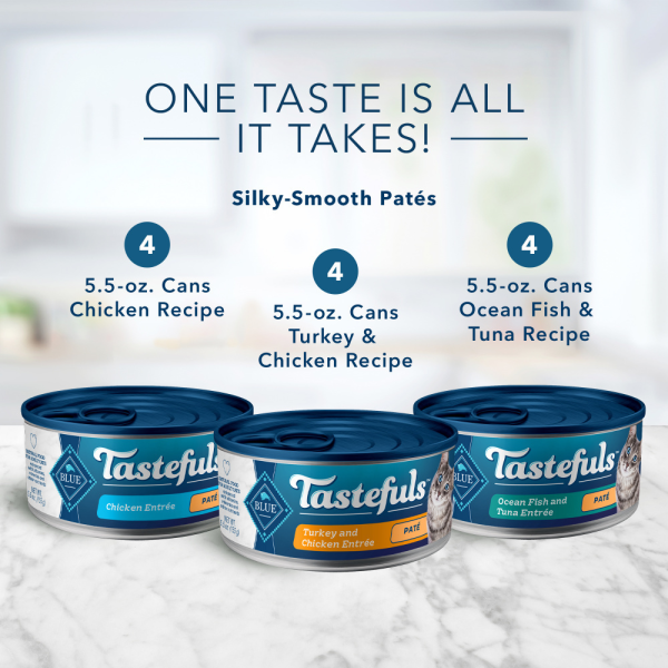 Blue Buffalo Tastefuls Adult Natural Pate Variety Pack with Chicken, Turkey & Chicken, and Ocean Fish & Tuna Entrees Wet Cat Food Hot on Sale