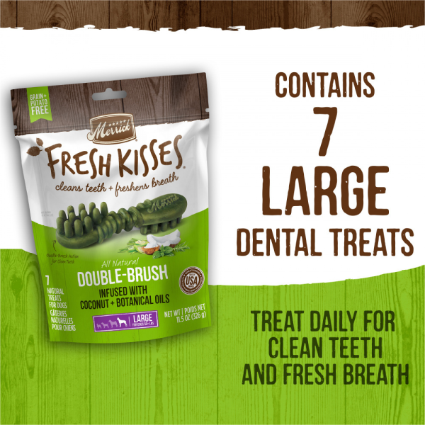 Merrick Fresh Kisses Dog Dental Treats Coconut Plus Botanical Oils Recipe Dog Treats for Large Breeds Supply