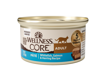 Wellness CORE Grain Free Natural Whitefish, Salmon & Herring Smooth Pate Canned Cat Food For Cheap