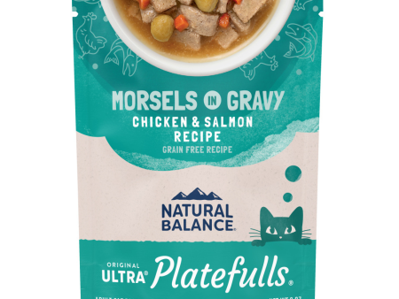 Natural Balance Original Ultra Platefulls Chicken & Salmon Recipe Morsels in Gravy Wet Cat Food Pouches Supply