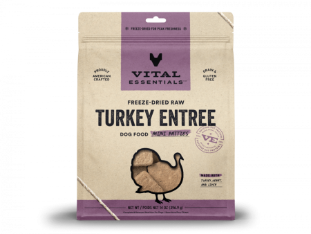 Vital Essentials Freeze Dried Grain Free Turkey Mini Patties Entree for Dogs Food Fashion