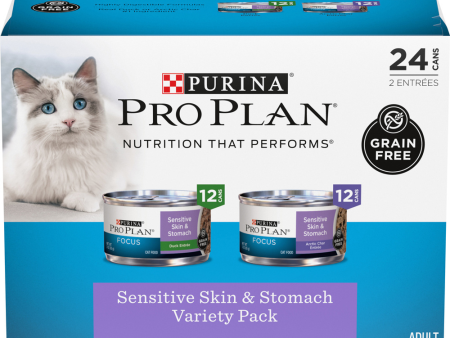 Purina Pro Plan Focus Sensitive Skin & Stomach Poultry & Seafood Favorites Variety Pack Wet Cat Food For Sale