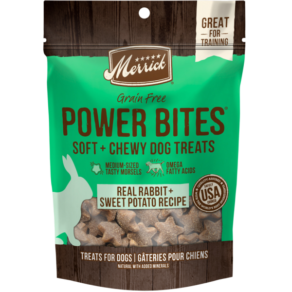 Merrick Power Bites Grain Free Rabbit Recipe Dog Treats Hot on Sale